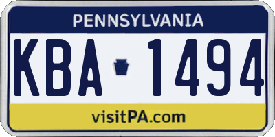 PA license plate KBA1494