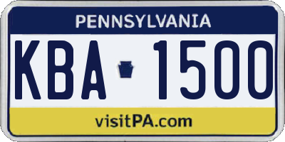 PA license plate KBA1500