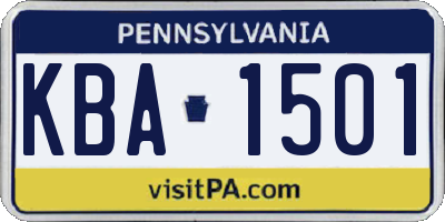 PA license plate KBA1501