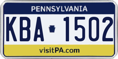 PA license plate KBA1502