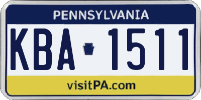 PA license plate KBA1511