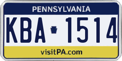 PA license plate KBA1514