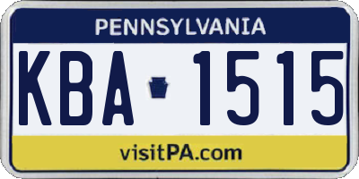 PA license plate KBA1515