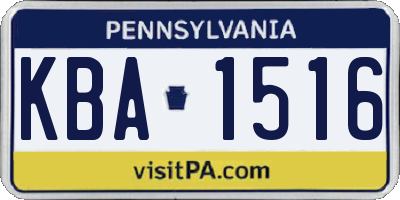 PA license plate KBA1516