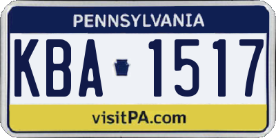 PA license plate KBA1517