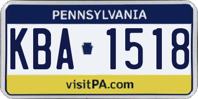 PA license plate KBA1518