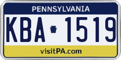 PA license plate KBA1519