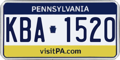 PA license plate KBA1520