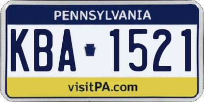 PA license plate KBA1521