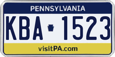 PA license plate KBA1523