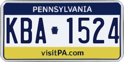PA license plate KBA1524