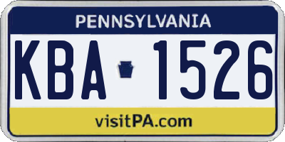 PA license plate KBA1526