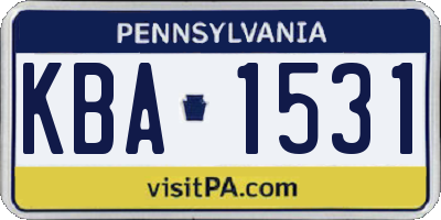PA license plate KBA1531