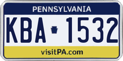 PA license plate KBA1532