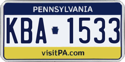 PA license plate KBA1533