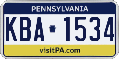 PA license plate KBA1534