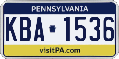 PA license plate KBA1536