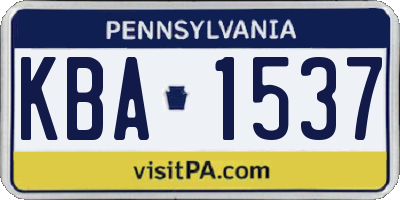 PA license plate KBA1537