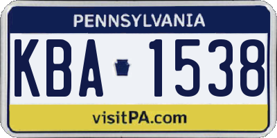 PA license plate KBA1538