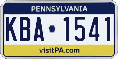 PA license plate KBA1541