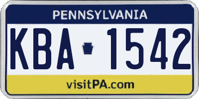 PA license plate KBA1542