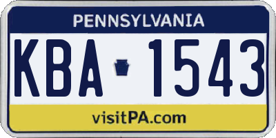 PA license plate KBA1543