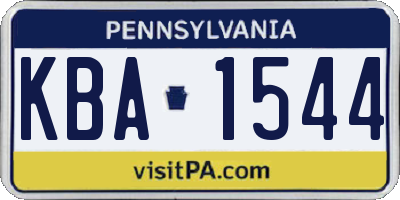 PA license plate KBA1544