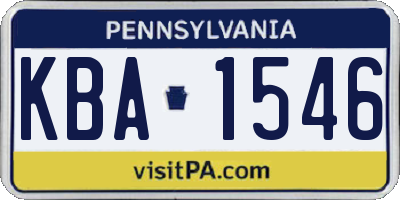 PA license plate KBA1546