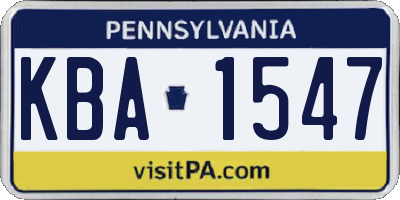 PA license plate KBA1547