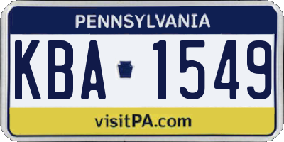 PA license plate KBA1549