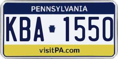 PA license plate KBA1550