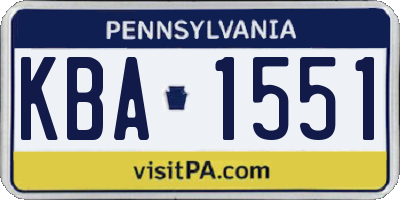 PA license plate KBA1551