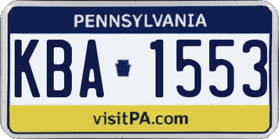 PA license plate KBA1553