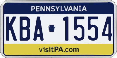 PA license plate KBA1554