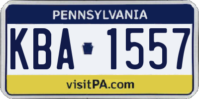 PA license plate KBA1557