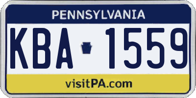 PA license plate KBA1559