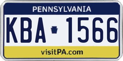 PA license plate KBA1566