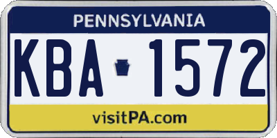 PA license plate KBA1572