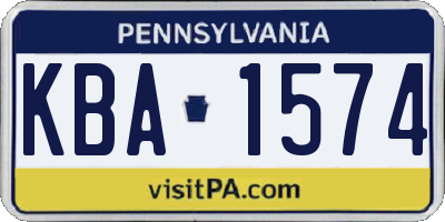 PA license plate KBA1574