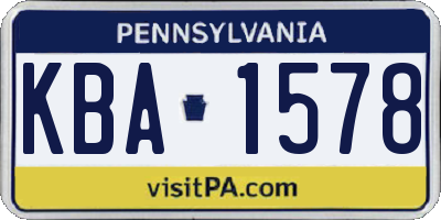 PA license plate KBA1578