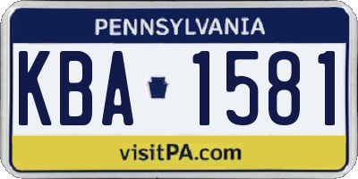 PA license plate KBA1581