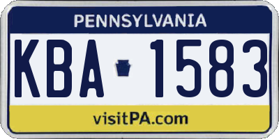 PA license plate KBA1583