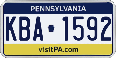 PA license plate KBA1592