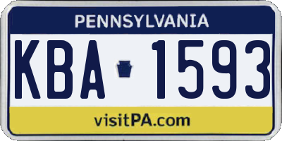 PA license plate KBA1593