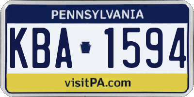 PA license plate KBA1594