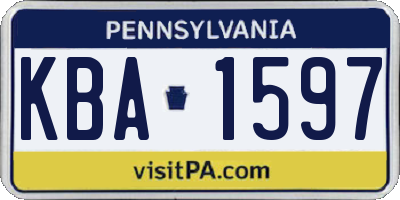 PA license plate KBA1597
