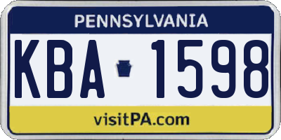 PA license plate KBA1598