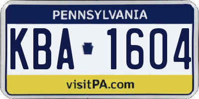 PA license plate KBA1604