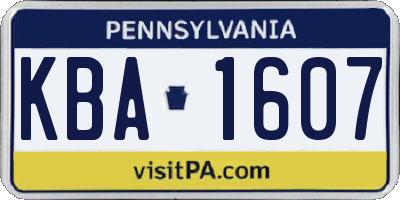 PA license plate KBA1607