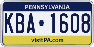PA license plate KBA1608